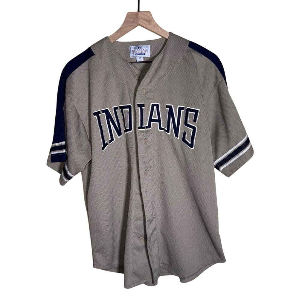 VINTAGE MLB CLEVELAND INDIANS Starter embroidered button front jersey M